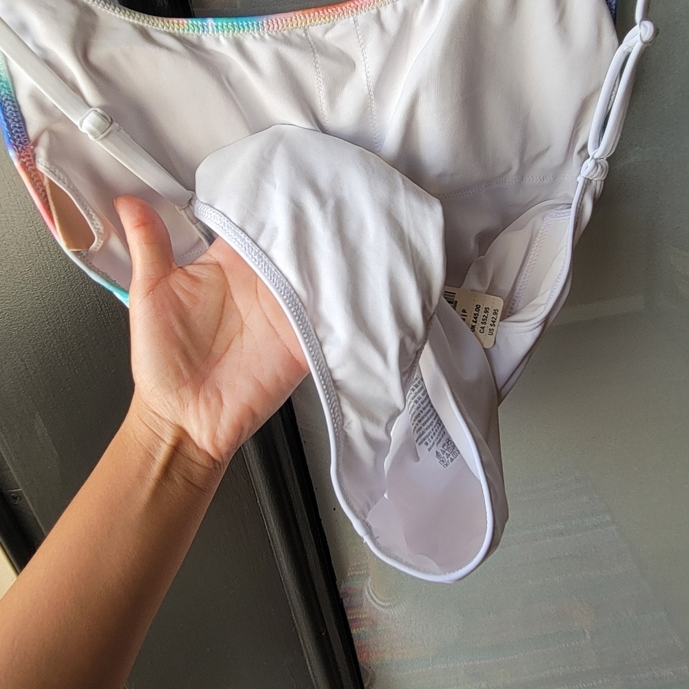 PINK Victoria's Secret White and Blue One Piece Swimsuit - Picture 5 of 7